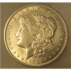 1921 Morgan silver dollar in AU condition
