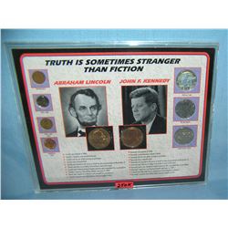 Lincoln and Kenndy commemorative cased coin set