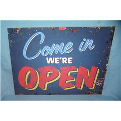 Come in we're open retro style advertising sign