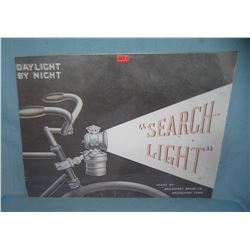 Bicycle search light retro style advertising sign