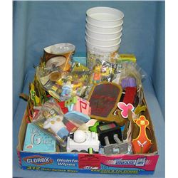 Box full of vintage fast food collectible toys