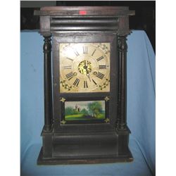 Antique Joseph L Smith reverse painted shelf clock