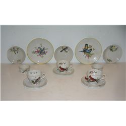 Group of bird decorated china pieces