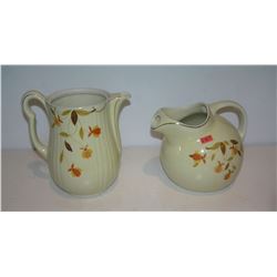 Pair of early leaf decorated pitchers by Hall's China