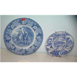 Pair of Civil War themed blue decorated wall plates