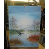 Image 1 : Duck and wildlife themed oil on canvas painting