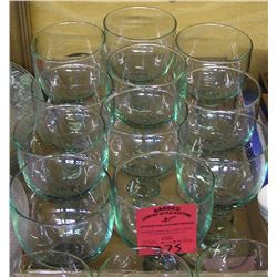 Set of  green art glass drink glasses