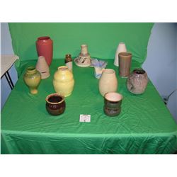 Large collection of art pottery vases and containers