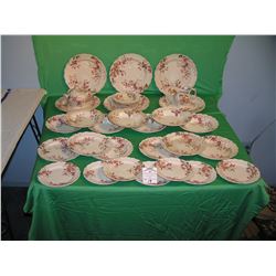 Paint decorated antique dinner ware set