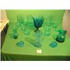 Image 1 : Collection of light and dark blue art glass
