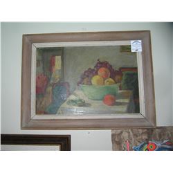 Antique oil on board still life painting