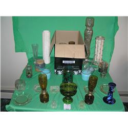 Box of vintage estate glassware, porcelain and more