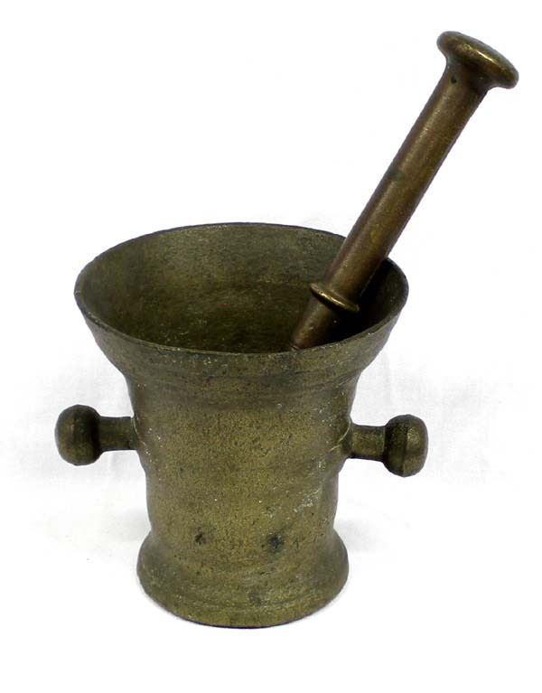 Antique Heavy Brass Mortar and Pestle