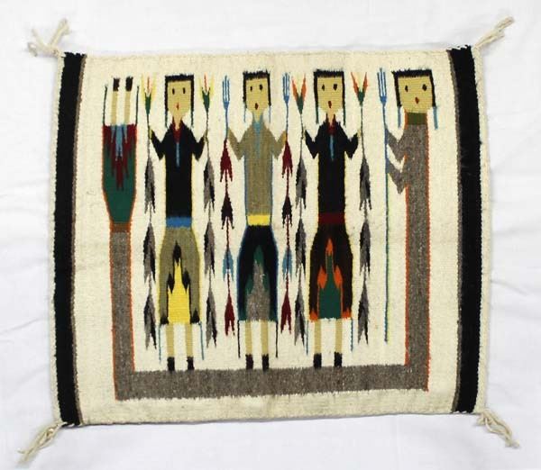 Native American Navajo 4 Yei Textile Rug