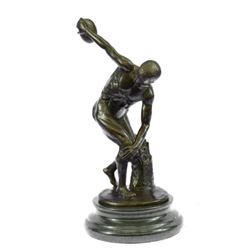 THE DISCOBOLUS OF MYRON Greek Bronze Replica Statue 10" x 7"