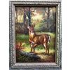 Image 2 : 20thc Oil Painting, Hunt Scene, Woodland Stag Deer