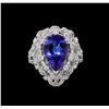 Image 2 : 4.47 ctw Tanzanite and Diamond Ring - 14KT White Gold