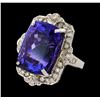 Image 1 : 31.60 ctw Tanzanite and Diamond Ring - 14KT White Gold