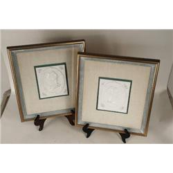 Pair of Framed Porcelain Portraits