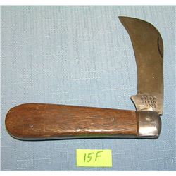 Walnut and chrome single bladed pocket knife