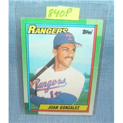 Vintage Juan Gonzalez rookie baseball card