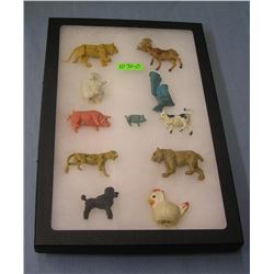 Group of vintage jungle and farm animals