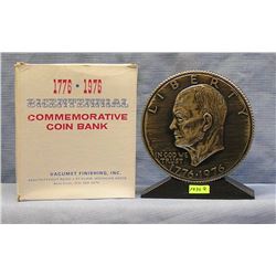 Vintage cast metal Eisenhower dollar coin bank