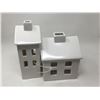 Image 1 : Lot of 2 Ceramic White LED Houses