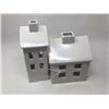 Image 1 : Lot of 2 Ceramic White LED Houses