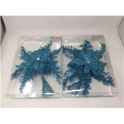 Lot of 2 Blue Sparkle Tree Toppers