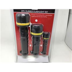 3 Pack Rubber Flashlight Set
