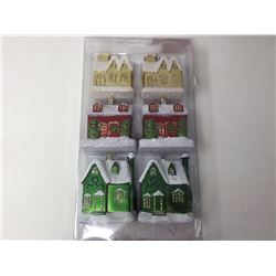 6 Pack of Shatter Resistant Ornaments- Houses