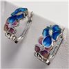 Image 2 : Silver Enamel Cubic Zirconia Earrings, Suggested Retail Value $140