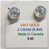 Image 3 : 14K White Gold Citrine(0.4ct) Earrings, Made in Canada, Suggested Retail Value $80