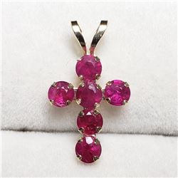 10K Yellow Gold Diamond Cut Burmese Rubies(1ct) Pendant (~Size 7) (~weight 3.75g), Made in Canada, S