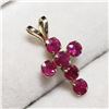 Image 2 : 10K Yellow Gold Diamond Cut Burmese Rubies(1ct) Pendant (~Size 7) (~weight 3.75g), Made in Canada, S