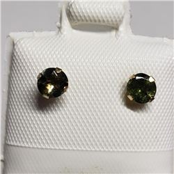 10K White Gold Green Tourmaline Freshwater Pearl Earrings, Made in Canada, Suggested Retail Value $1