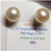 Image 3 : 10K White Gold Green Tourmaline Freshwater Pearl Earrings, Made in Canada, Suggested Retail Value $1