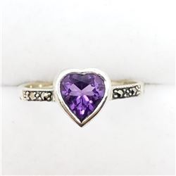 Silver Amethyst Marcasite Ring, Suggested Retail Value $100