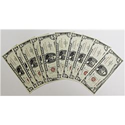 10 PCS. 1963 $5.00 UNITED STATES NOTES