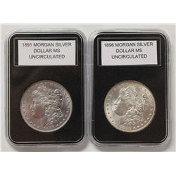 1891 AND 1896 MORGAN SILVER DOLLARS