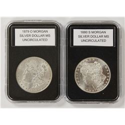 1879-O AND 1880-S MORGAN SILVER DOLLARS