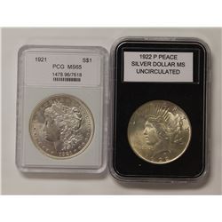 1921 MORGAN AND 1922 PEACE DOLLARS