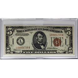 1934 A $5.00 HAWAII SILVER CERTIFICATE