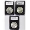 Image 1 : (3) BU PEACE SILVER DOLLARS