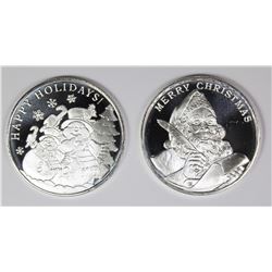 (2) DIFFERENT 2019 CHRISTMAS SILVER ROUNDS