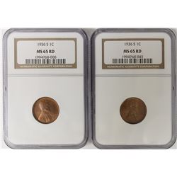 TWO 1936-S LINCOLN CENTS