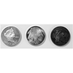 (3) ONE OUNCE SILVER ROUNDS