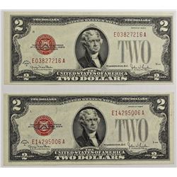 2 PCS. 1928-G $2.00 NOTES