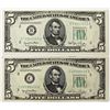 Image 1 : TWO 1950 $5.00 FEDERAL RESERVE NOTES: